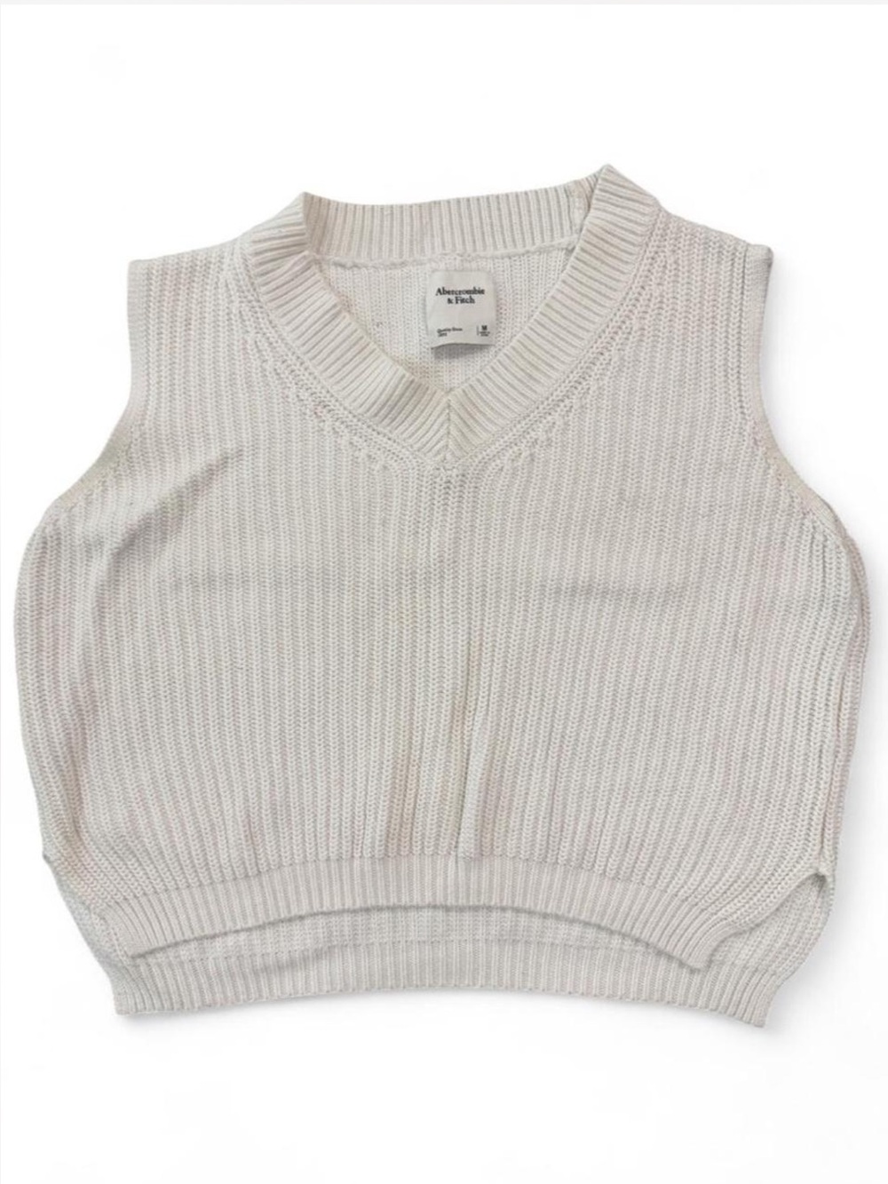 Abercrombie & Fitch Women's Cream V-Neck Knit Sweater Vest Medium